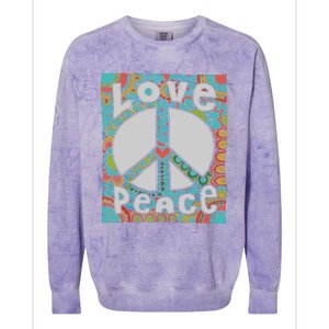 Peace Sign Love 60s 70s Tie Dye Hippie Costume Colorblast Crewneck Sweatshirt