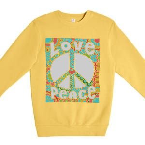 Peace Sign Love 60s 70s Tie Dye Hippie Costume Premium Crewneck Sweatshirt