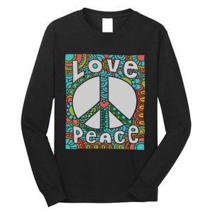 Peace Sign Love 60s 70s Tie Dye Hippie Costume Long Sleeve Shirt