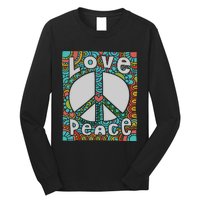 Peace Sign Love 60s 70s Tie Dye Hippie Costume Long Sleeve Shirt