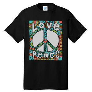 Peace Sign Love 60s 70s Tie Dye Hippie Costume Tall T-Shirt