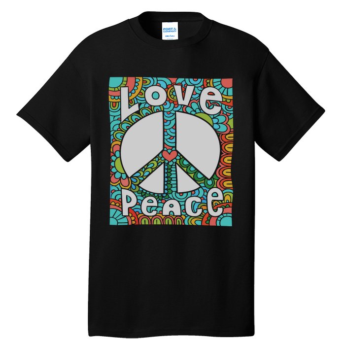 Peace Sign Love 60s 70s Tie Dye Hippie Costume Tall T-Shirt