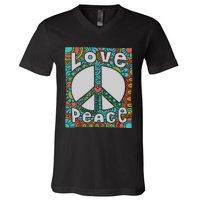 Peace Sign Love 60s 70s Tie Dye Hippie Costume V-Neck T-Shirt