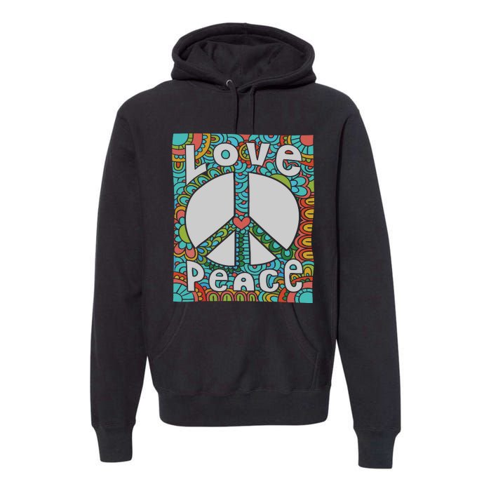 Peace Sign Love 60s 70s Tie Dye Hippie Costume Premium Hoodie