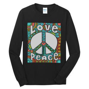 Peace Sign Love 60s 70s Tie Dye Hippie Costume Tall Long Sleeve T-Shirt