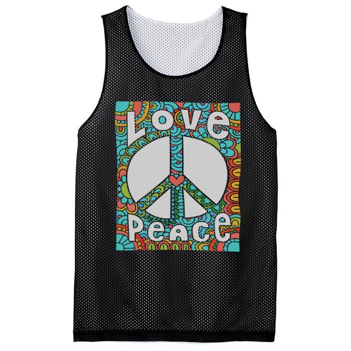 Peace Sign Love 60s 70s Tie Dye Hippie Costume Mesh Reversible Basketball Jersey Tank