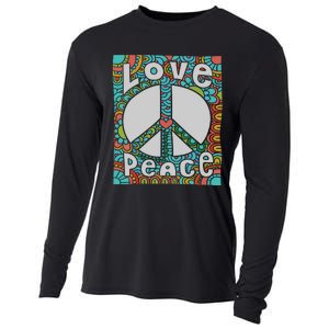 Peace Sign Love 60s 70s Tie Dye Hippie Costume Cooling Performance Long Sleeve Crew