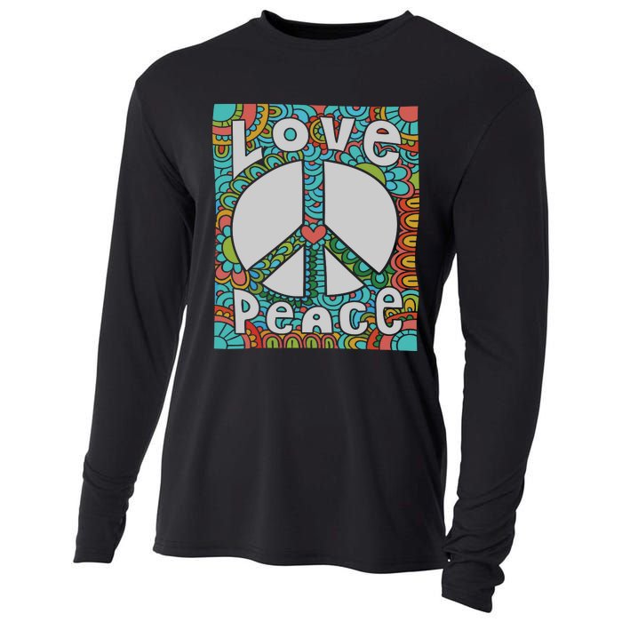 Peace Sign Love 60s 70s Tie Dye Hippie Costume Cooling Performance Long Sleeve Crew