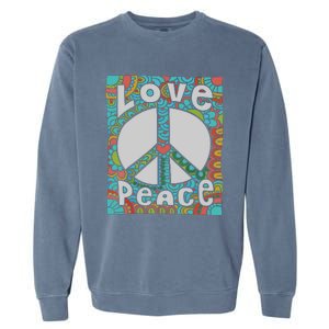 Peace Sign Love 60s 70s Tie Dye Hippie Costume Garment-Dyed Sweatshirt