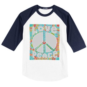 Peace Sign Love 60s 70s Tie Dye Hippie Costume Baseball Sleeve Shirt