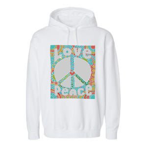 Peace Sign Love 60s 70s Tie Dye Hippie Costume Garment-Dyed Fleece Hoodie