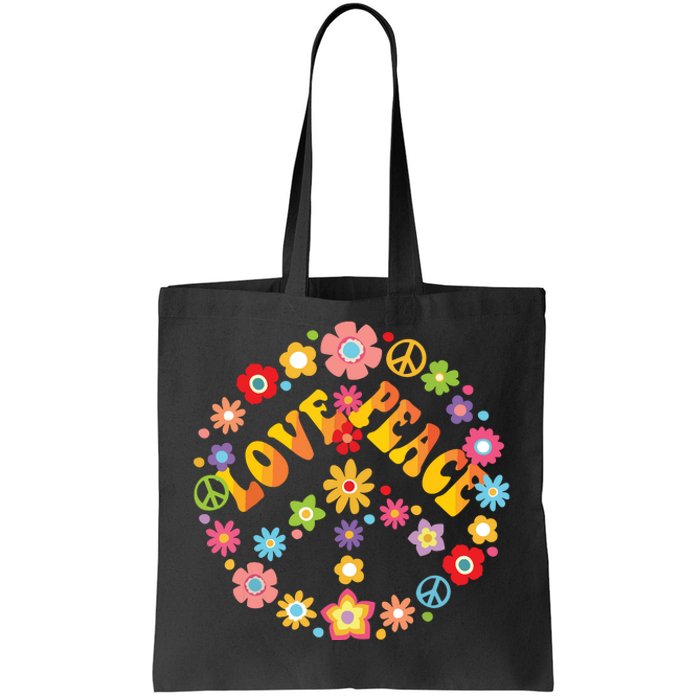 Peace Sign Love 60s 70s Tie Dye Hippie Costume Tote Bag