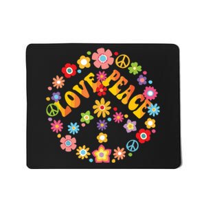 Peace Sign Love 60s 70s Tie Dye Hippie Costume Mousepad