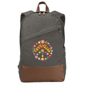 Peace Sign Love 60s 70s Tie Dye Hippie Costume Cotton Canvas Backpack