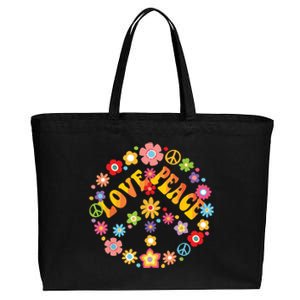 Peace Sign Love 60s 70s Tie Dye Hippie Costume Cotton Canvas Jumbo Tote