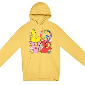 Peace Sign Love 60s 70s Tie Dye Hippie Costume Premium Pullover Hoodie