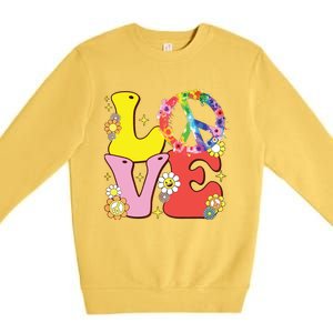 Peace Sign Love 60s 70s Tie Dye Hippie Costume Premium Crewneck Sweatshirt