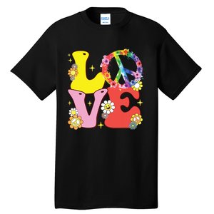 Peace Sign Love 60s 70s Tie Dye Hippie Costume Tall T-Shirt