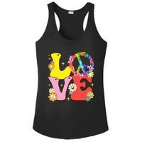 Peace Sign Love 60s 70s Tie Dye Hippie Costume Ladies PosiCharge Competitor Racerback Tank