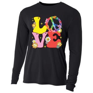 Peace Sign Love 60s 70s Tie Dye Hippie Costume Cooling Performance Long Sleeve Crew