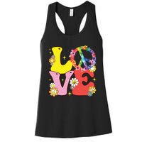 Peace Sign Love 60s 70s Tie Dye Hippie Costume Women's Racerback Tank