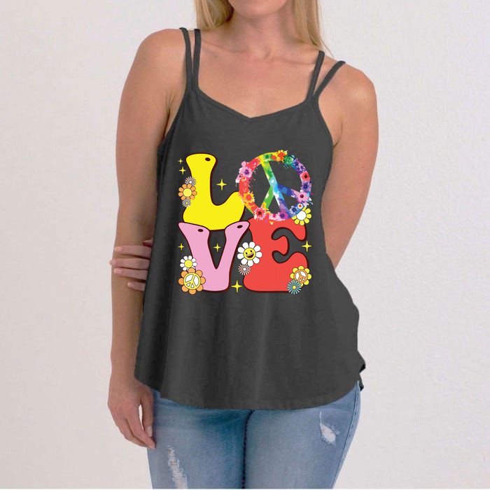 Peace Sign Love 60s 70s Tie Dye Hippie Costume Women's Strappy Tank