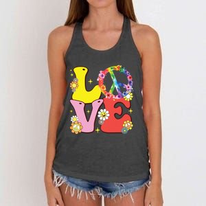 Peace Sign Love 60s 70s Tie Dye Hippie Costume Women's Knotted Racerback Tank