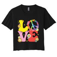 Peace Sign Love 60s 70s Tie Dye Hippie Costume Women's Crop Top Tee