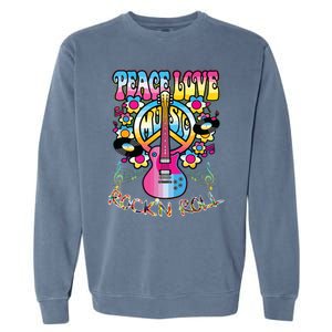 Peace Sign Love 60s 70s Tie Dye Hippie Costume Garment-Dyed Sweatshirt