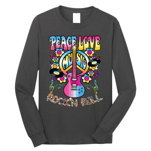 Peace Sign Love 60s 70s Tie Dye Hippie Costume Long Sleeve Shirt