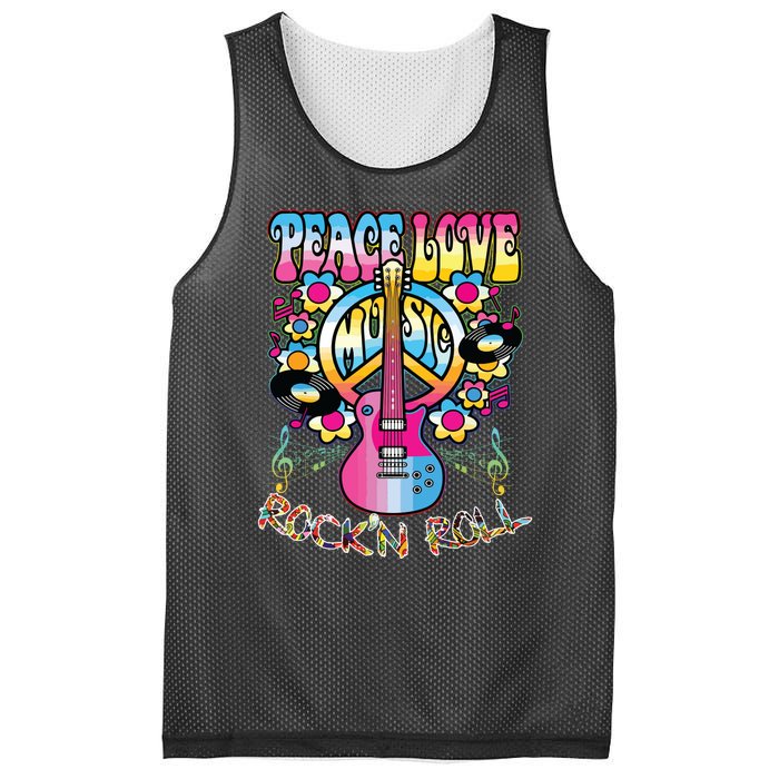 Peace Sign Love 60s 70s Tie Dye Hippie Costume Mesh Reversible Basketball Jersey Tank