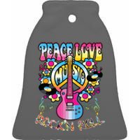 Peace Sign Love 60s 70s Tie Dye Hippie Costume Ceramic Bell Ornament