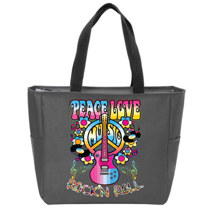 Peace Sign Love 60s 70s Tie Dye Hippie Costume Zip Tote Bag