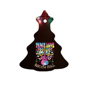 Peace Sign Love 60s 70s Tie Dye Hippie Costume Ceramic Tree Ornament