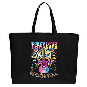 Peace Sign Love 60s 70s Tie Dye Hippie Costume Cotton Canvas Jumbo Tote