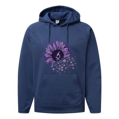 Purple Sunflower Lab Tech Blood Cells Lab Week Lab Queen Phlebotomy Week Performance Fleece Hoodie