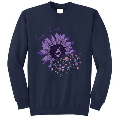 Purple Sunflower Lab Tech Blood Cells Lab Week Lab Queen Phlebotomy Week Tall Sweatshirt