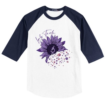 Purple Sunflower Lab Tech Blood Cells Lab Week Lab Queen Phlebotomy Week Baseball Sleeve Shirt