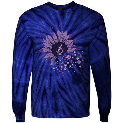 Purple Sunflower Lab Tech Blood Cells Lab Week Lab Queen Phlebotomy Week Tie-Dye Long Sleeve Shirt