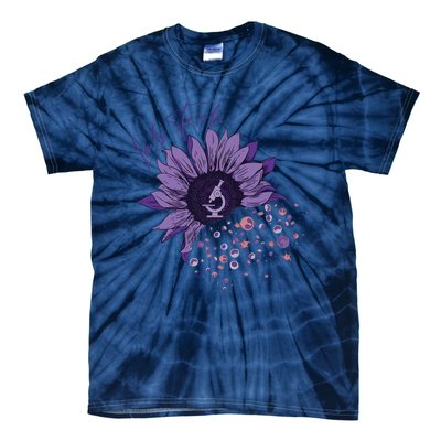 Purple Sunflower Lab Tech Blood Cells Lab Week Lab Queen Phlebotomy Week Tie-Dye T-Shirt