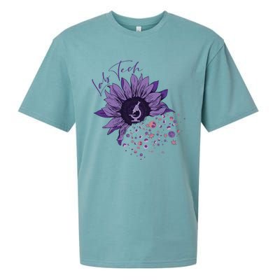 Purple Sunflower Lab Tech Blood Cells Lab Week Lab Queen Phlebotomy Week Sueded Cloud Jersey T-Shirt