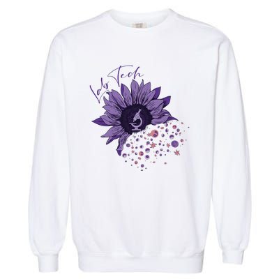 Purple Sunflower Lab Tech Blood Cells Lab Week Lab Queen Phlebotomy Week Garment-Dyed Sweatshirt