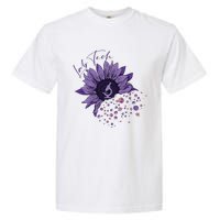 Purple Sunflower Lab Tech Blood Cells Lab Week Lab Queen Phlebotomy Week Garment-Dyed Heavyweight T-Shirt