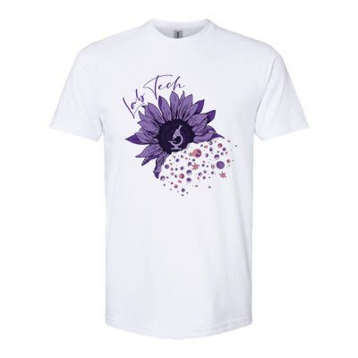 Purple Sunflower Lab Tech Blood Cells Lab Week Lab Queen Phlebotomy Week Softstyle CVC T-Shirt