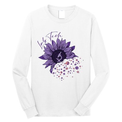 Purple Sunflower Lab Tech Blood Cells Lab Week Lab Queen Phlebotomy Week Long Sleeve Shirt