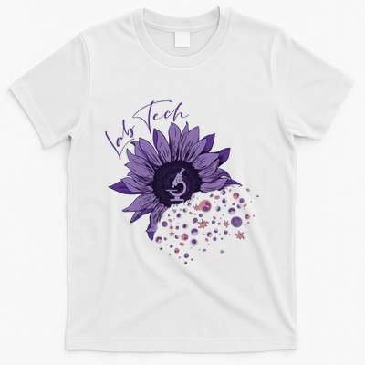 Purple Sunflower Lab Tech Blood Cells Lab Week Lab Queen Phlebotomy Week T-Shirt