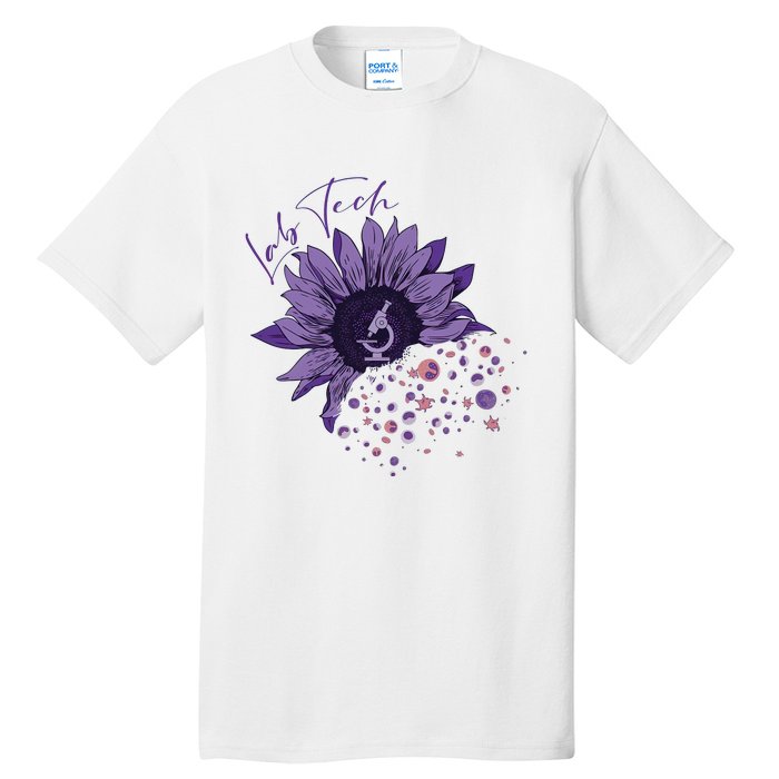 Purple Sunflower Lab Tech Blood Cells Lab Week Lab Queen Phlebotomy Week Tall T-Shirt