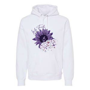 Purple Sunflower Lab Tech Blood Cells Lab Week Lab Queen Phlebotomy Week Premium Hoodie