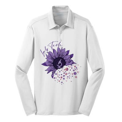 Purple Sunflower Lab Tech Blood Cells Lab Week Lab Queen Phlebotomy Week Silk Touch Performance Long Sleeve Polo