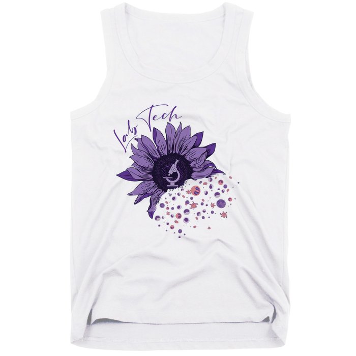 Purple Sunflower Lab Tech Blood Cells Lab Week Lab Queen Phlebotomy Week Tank Top